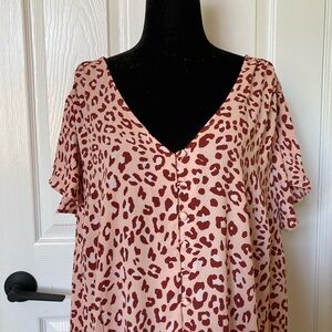 PENNINGTONS:  Leopard Print Blouse- pink